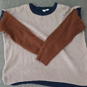 Time and Tru Colorblock Sweater - Cream, Brown, and Navy